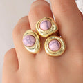 Lavender Triple Enamel Ring – Gold Plated – close up on hand