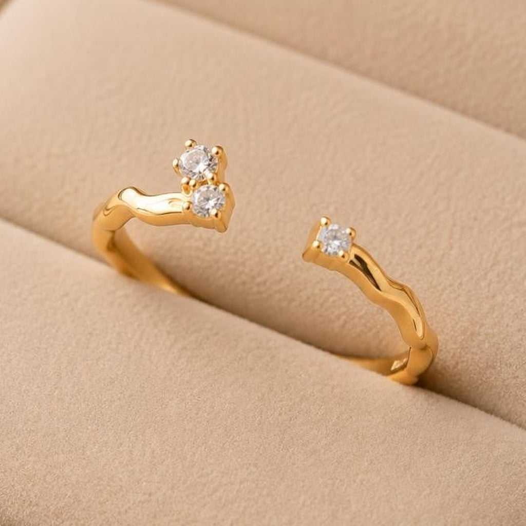 Subtle CZ Ring – Gold Plated – close up on display
