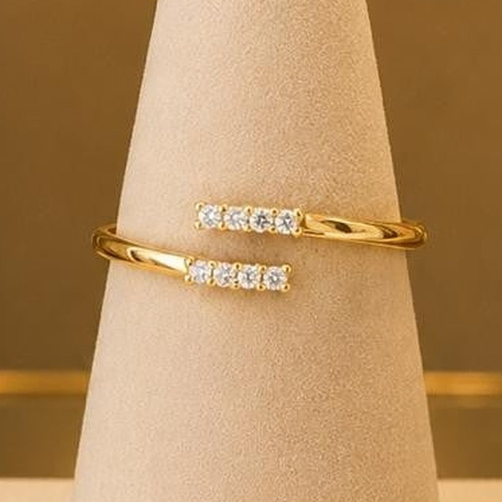 Minimalist CZ Ring – Gold Plated – close up on display