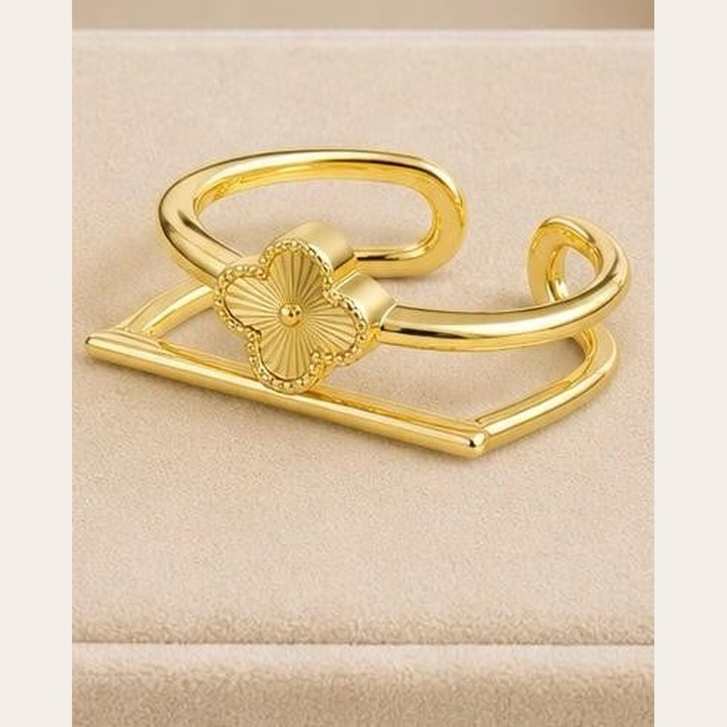 Clover Wrap Open Ring – Gold Plated
