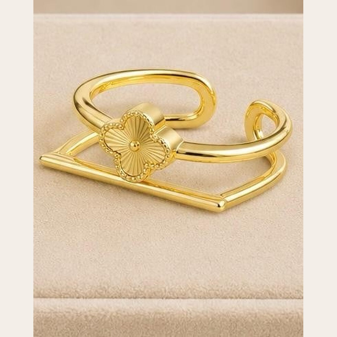 Clover Wrap Open Ring – Gold Plated