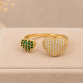 Dual Heart Adjustable Ring – Gold Plated – close up on display
