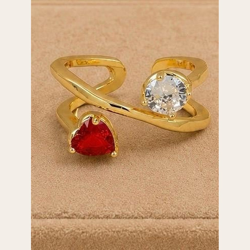 Dual Stone Adjustable Ring – Gold Plated