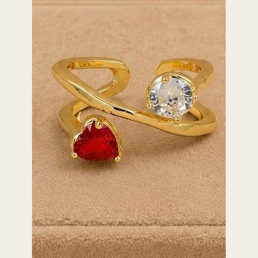 Dual Stone Adjustable Ring – Gold Plated