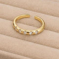 Five Stone Adjustable Ring – Gold Plated – close up on display