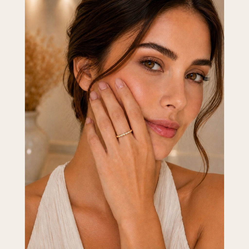 Five Stone Adjustable Ring – Gold Plated