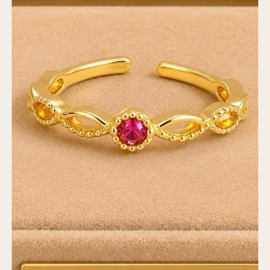 Fuchsia Infinity Adjustable Ring – Gold Plated
