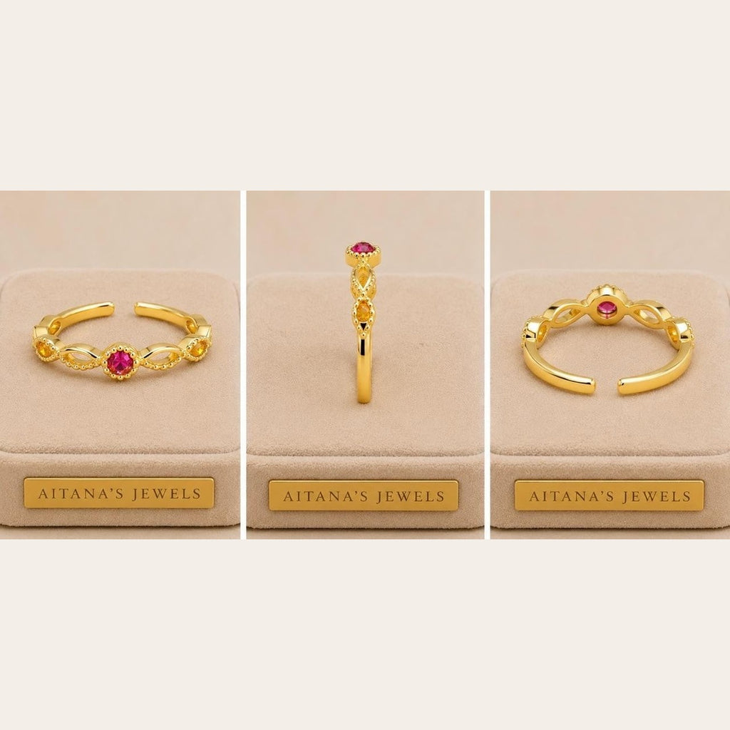 Fuchsia Infinity Adjustable Ring – Gold Plated