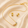 Harmony Bead Necklace & Earrings Set – Gold Plated — close-up, square format