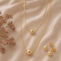 Elegant Bead Jewelry Set – Gold Plated — close-up, square format