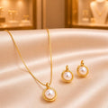 Pearl Halo Jewelry Set – Gold Plated — close-up, square format