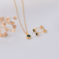 Red Stone Spark Jewelry Set – Gold Plated — close-up, square format