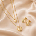 Heart Shine Pendant Jewelry Set – Gold Plated — close-up, square format