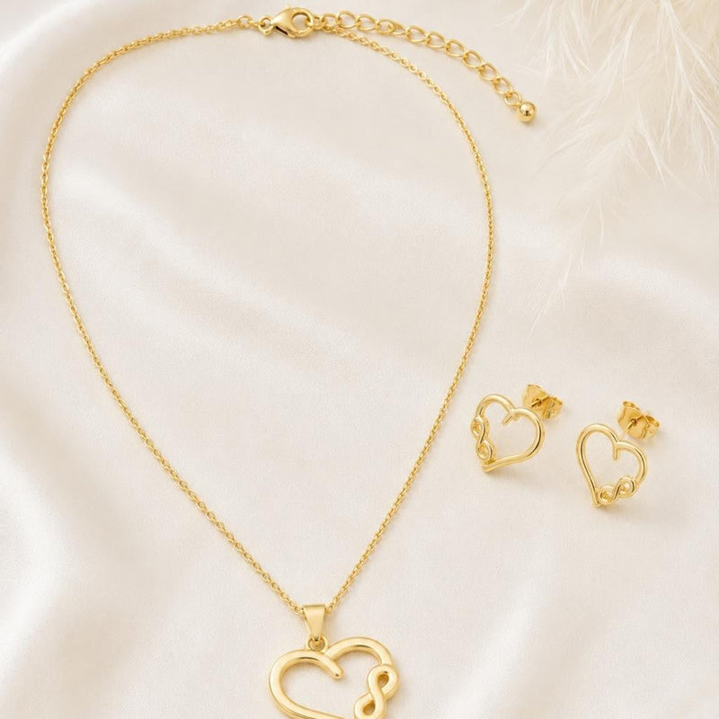 Infinite Love Heart Jewelry Set – Gold Plated — close-up, square format