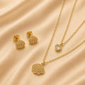 Seashell Shine Jewelry Set – Gold Plated — close-up, square format