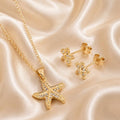 Starfish Sparkle Jewelry Set – Gold Plated — close-up, square format