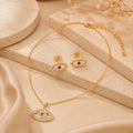 Blue Evil Eye Jewelry Set – Gold Plated — close-up, square format
