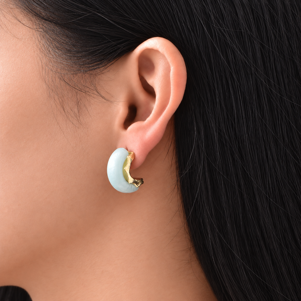 Pearlescent Oval Hoops — uniform square close-up try-on