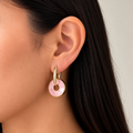 Pink Open-Circle Earrings — uniform square close-up try-on