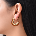 Amber Curve Earrings — uniform square close-up try-on