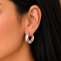 White and Lilac Enamel Hoops — uniform square close-up try-on