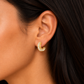 Crystal Curve Hoops — uniform square close-up try-on