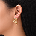 Double Heart Outline Earrings — uniform square close-up try-on