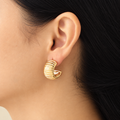 Sculpted Shell Hoops — uniform square close-up try-on