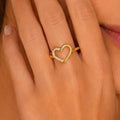 Open Heart Adjustable Ring – Gold Plated