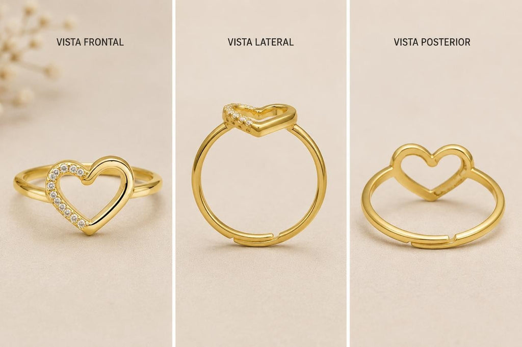 Open Heart Adjustable Ring – Gold Plated