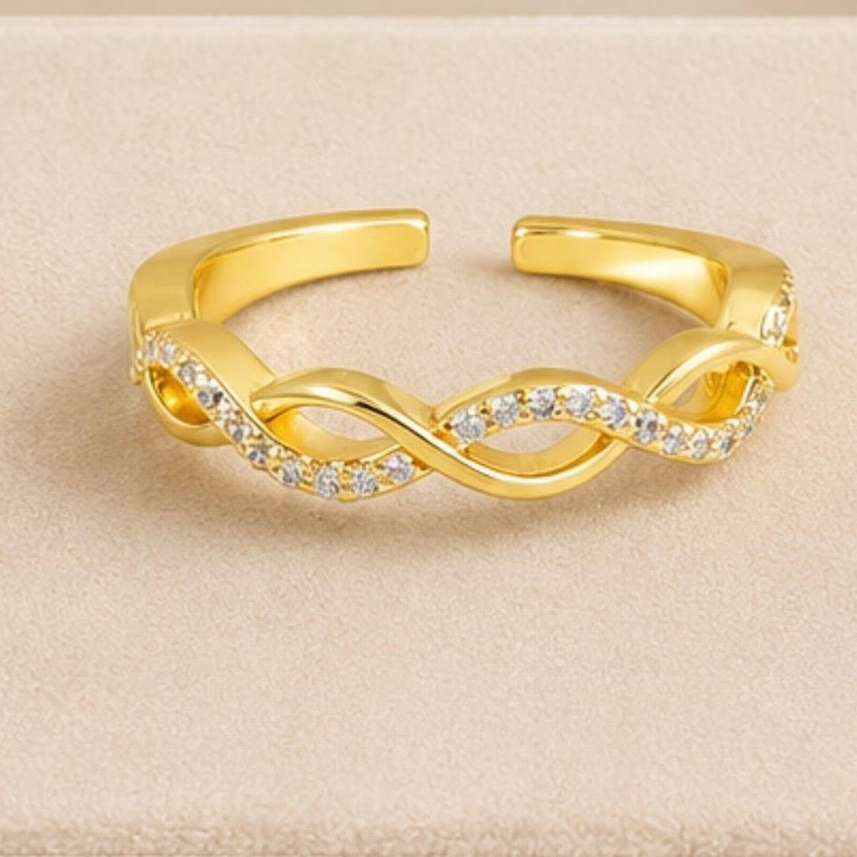 Infinity CZ Adjustable Ring – Gold Plated