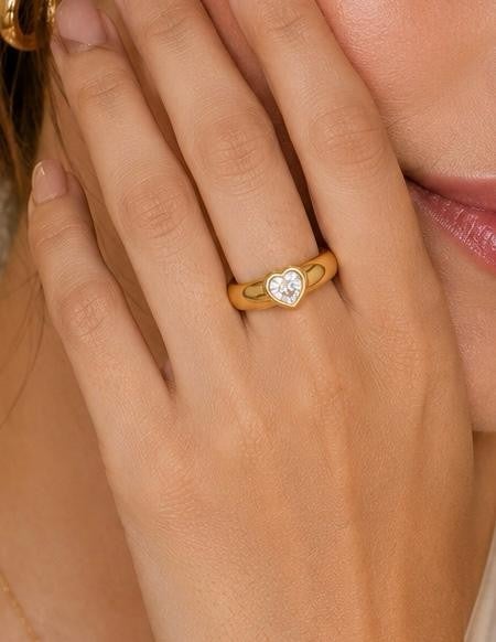 Heart Adjustable Ring – Gold Plated