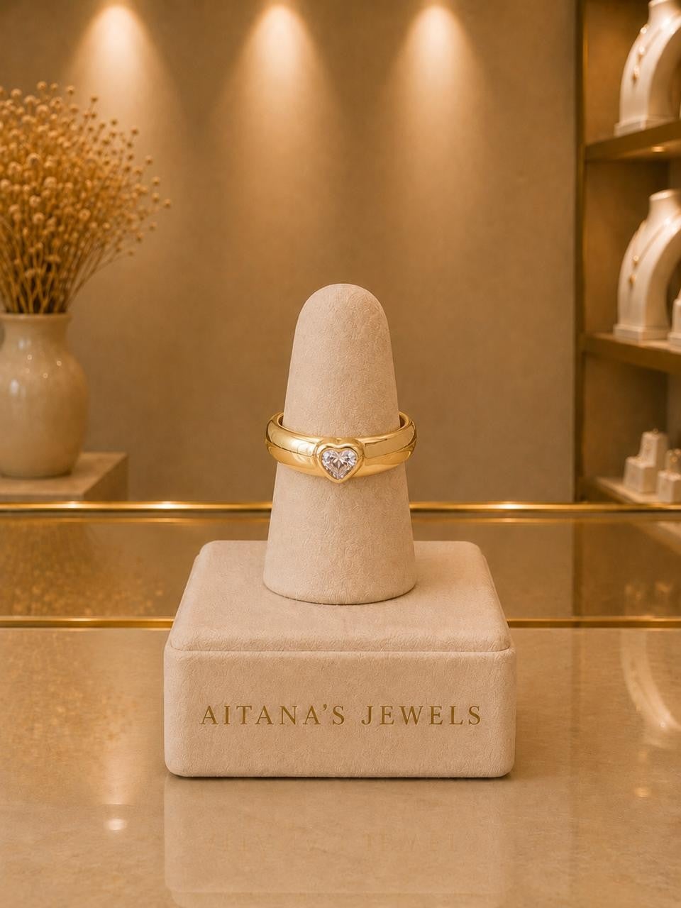 Heart Adjustable Ring – Gold Plated