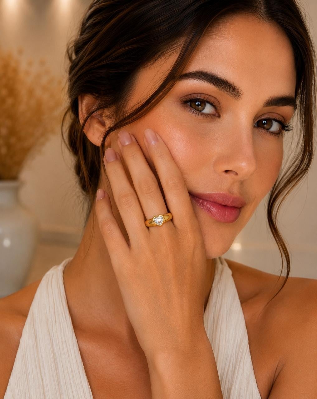 Heart Adjustable Ring – Gold Plated