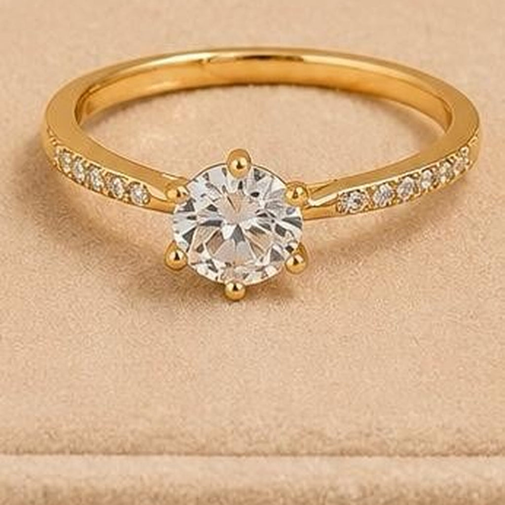 Solitaire Adjustable Ring – Gold Plated