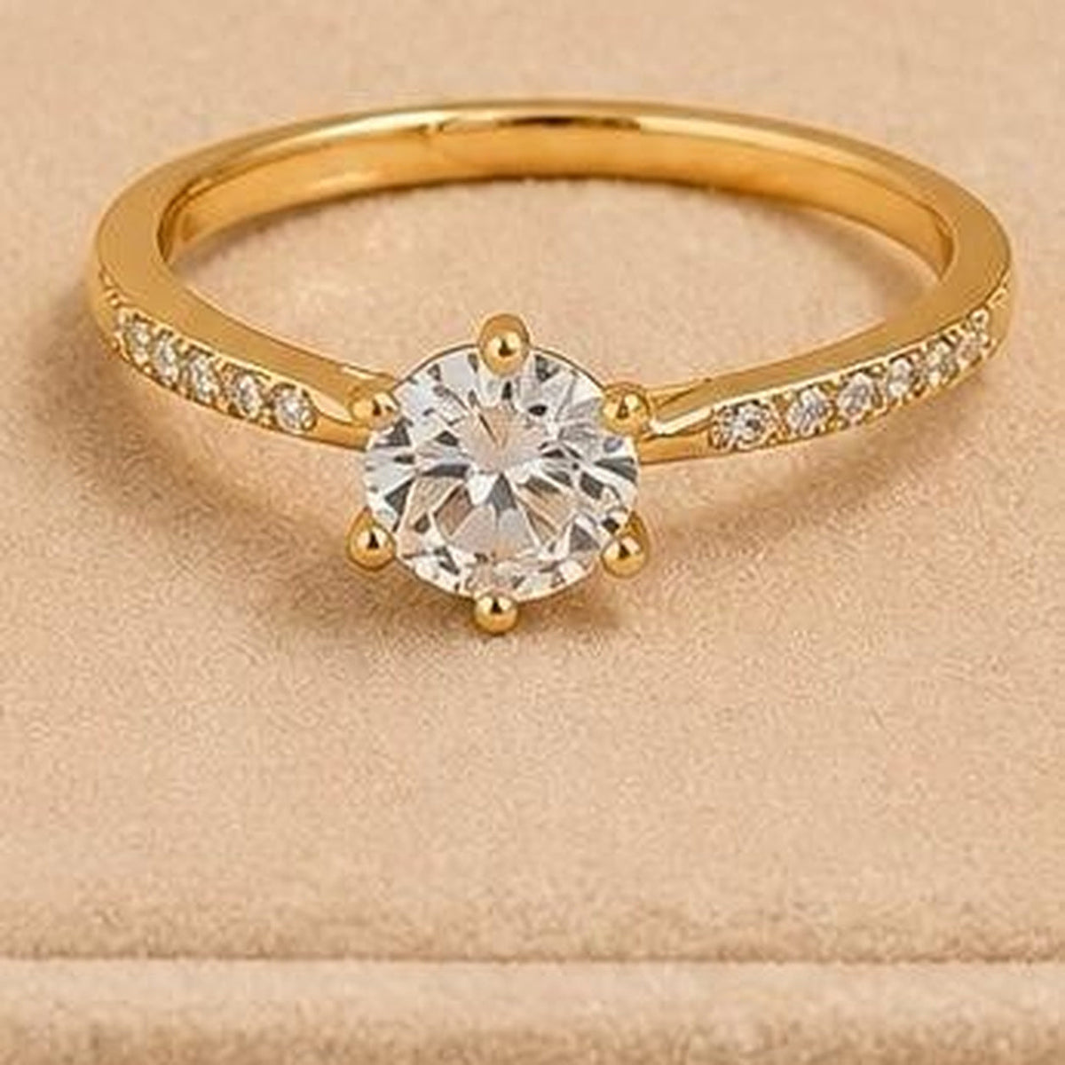 Solitaire Adjustable Ring – Gold Plated