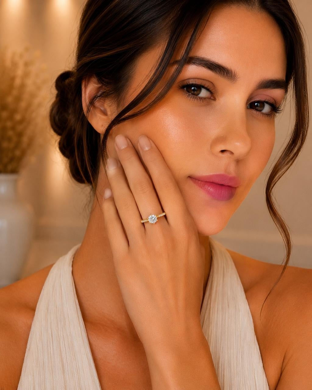 Solitaire Adjustable Ring – Gold Plated