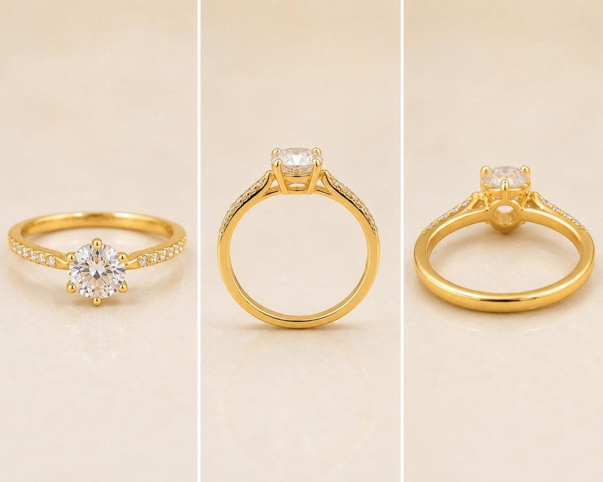 Solitaire Adjustable Ring – Gold Plated