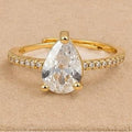 Pear Cut Solitaire Adjustable Ring – Gold Plated