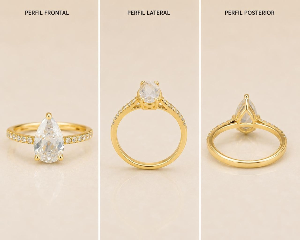 Pear Cut Solitaire Adjustable Ring – Gold Plated
