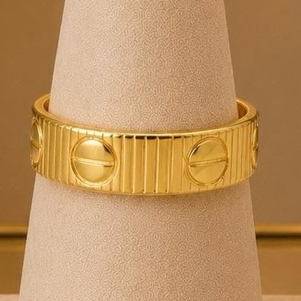 Unisex Textured Adjustable Band – Gold Plated