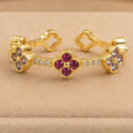 Triple Clover Adjustable Ring – Gold Plated