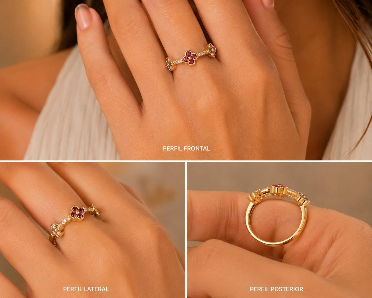 Triple Clover Adjustable Ring – Gold Plated