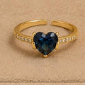 Midnight Heart Adjustable Ring – Gold Plated