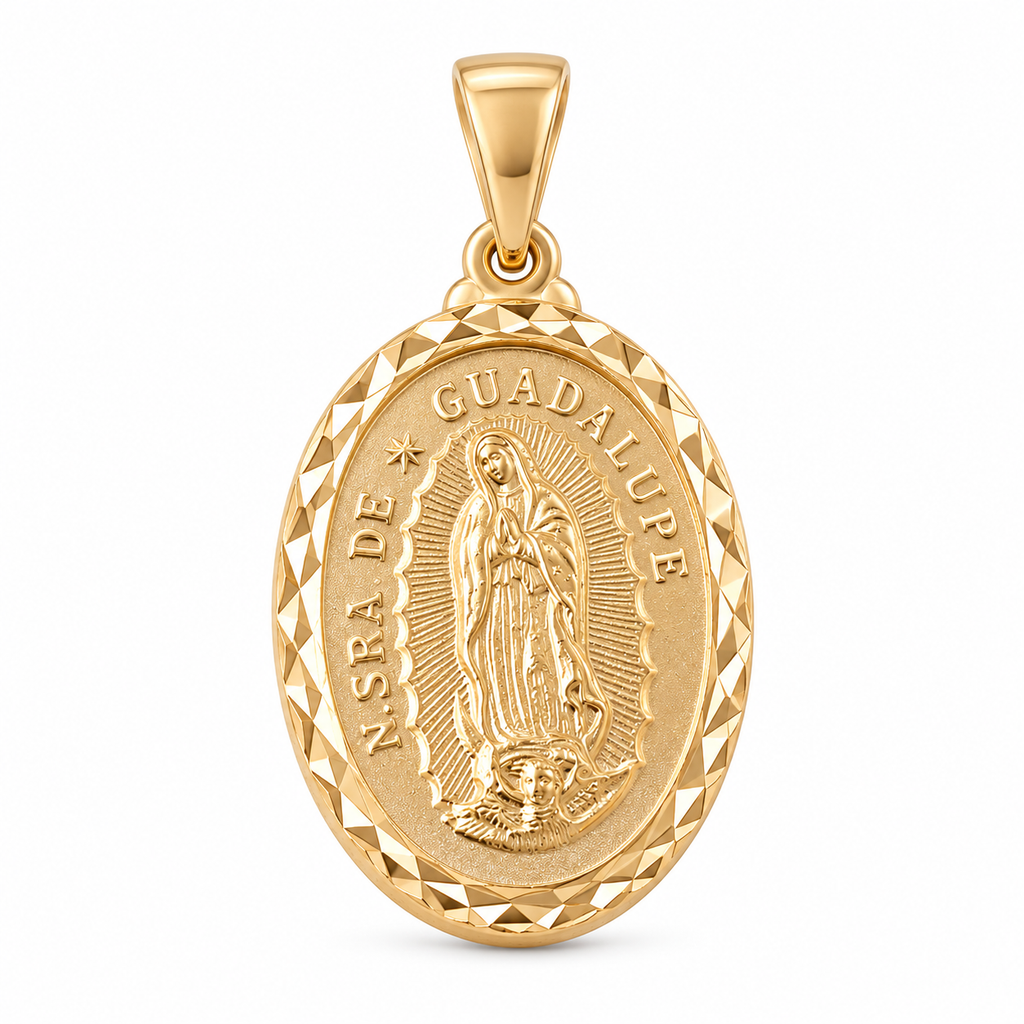 Guadalupe Medal - 18K Gold Filled, high-definition close-up on white