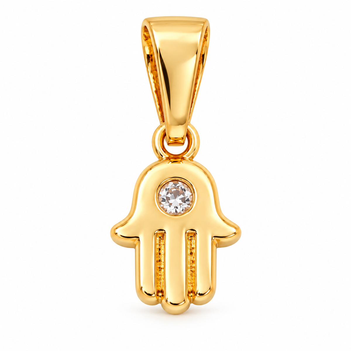 Hamsa Hand Charm Pendant - 18K Gold Filled, high-definition close-up on white