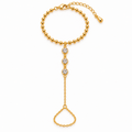 Three-Stone CZ Hand Chain Bracelet with lobster clasp and extender