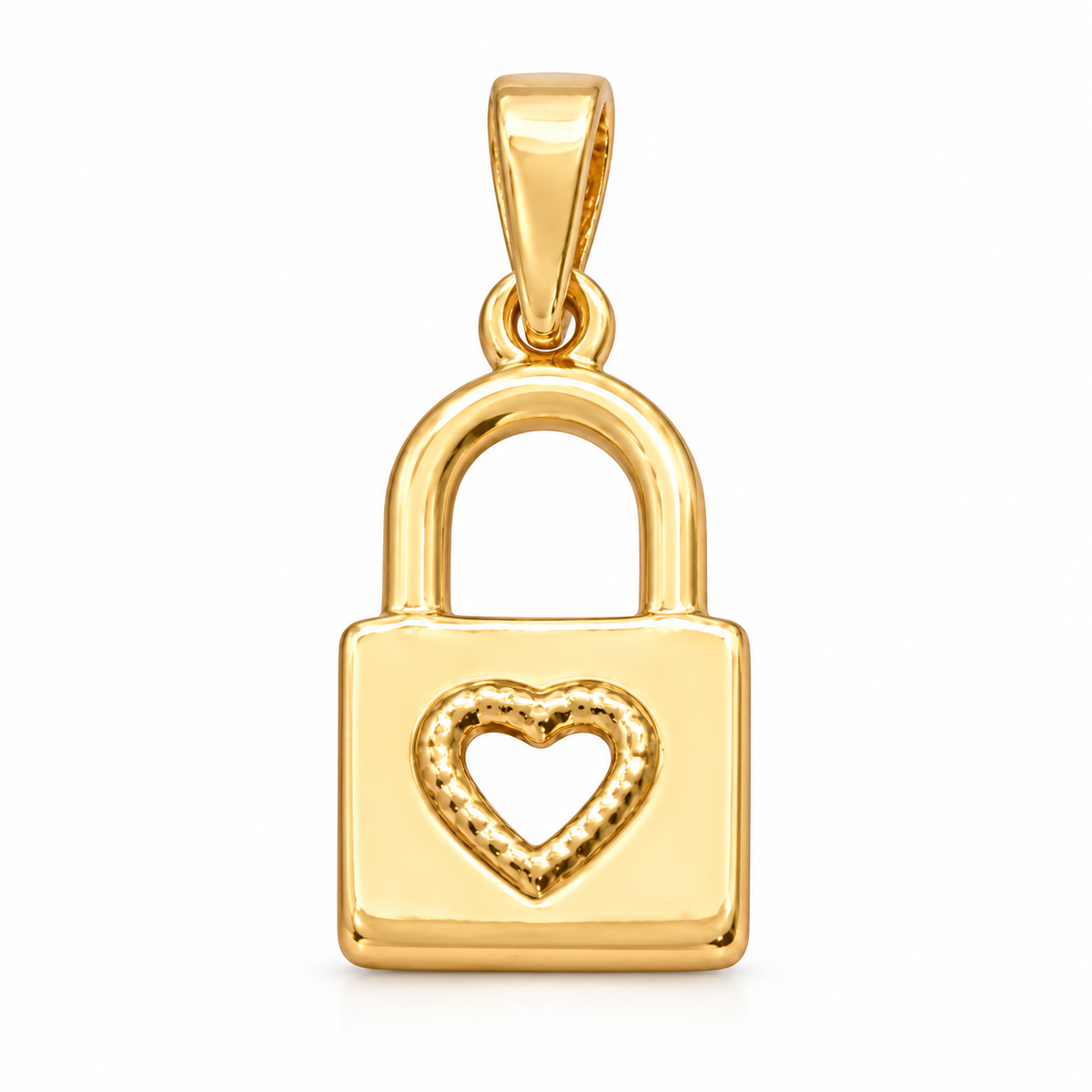 Heart Lock Pendant - 18K Gold Filled, high-definition close-up on white