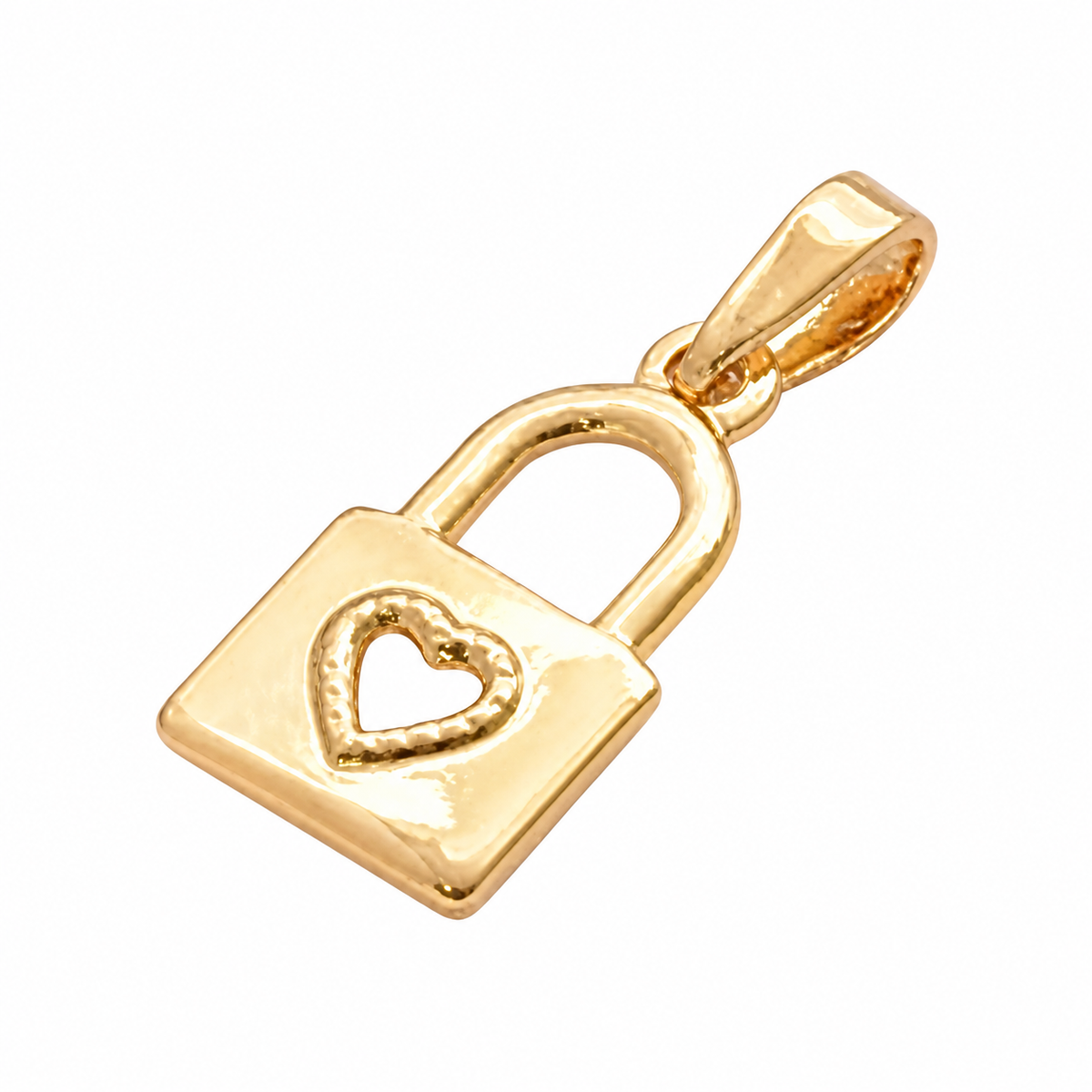 Heart Lock Pendant - 18K Gold Filled on a uniform white background