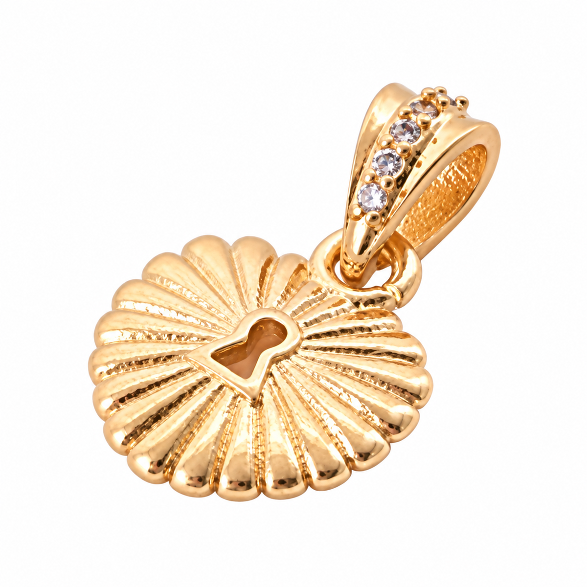 Heart Sunburst Charm - 18K Gold Filled on a uniform white background